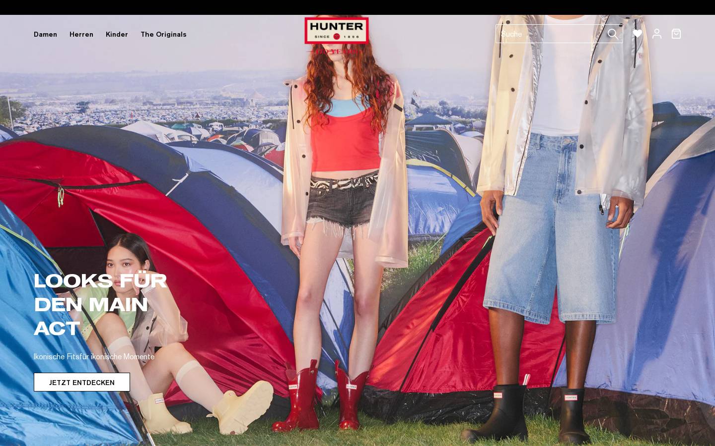 Hunter Boots homepage screenshot