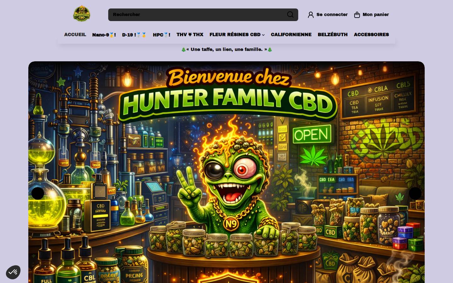 Hunterfamilycbd homepage screenshot
