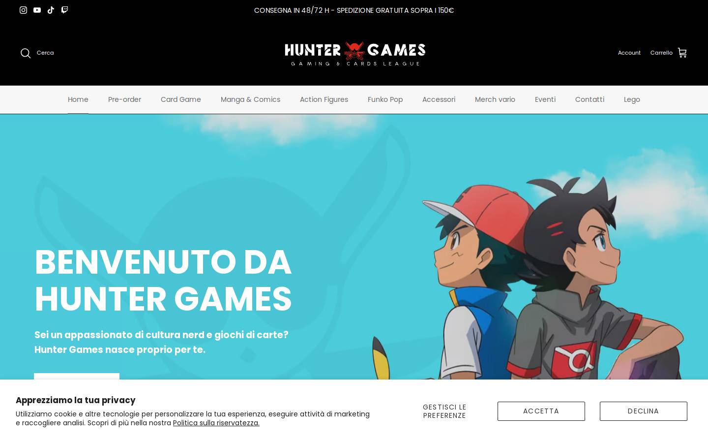 huntergamesshop.com homepage screenshot