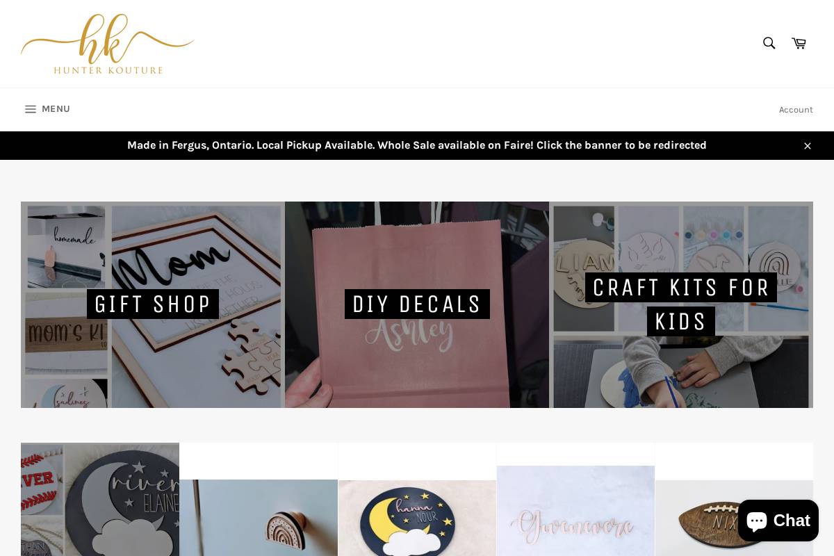 hunterkouture.com homepage screenshot