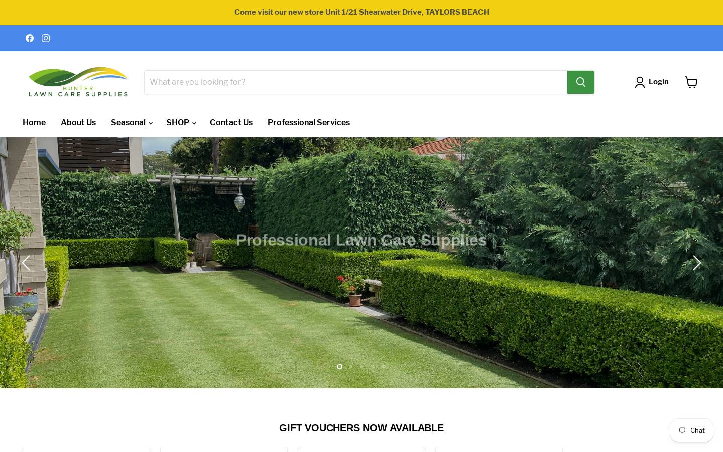 hunterlawncaresupplies.com.au homepage screenshot