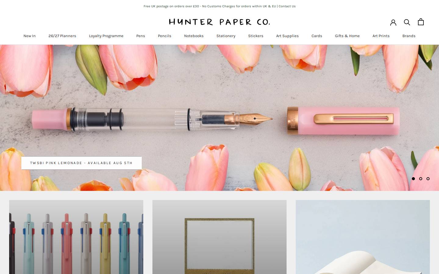 Hunterpaperco homepage screenshot