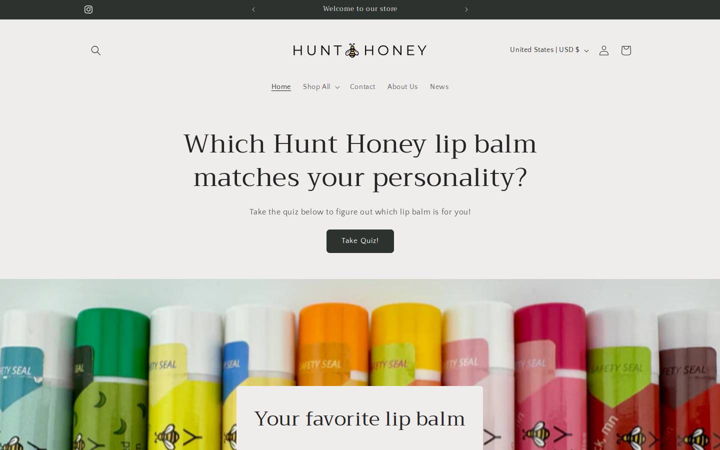 hunthoney.com homepage screenshot