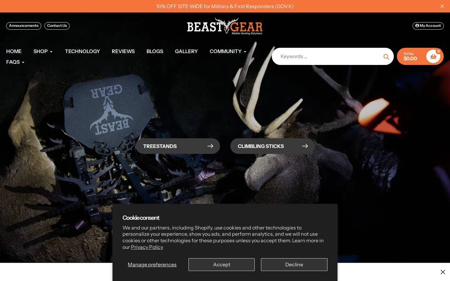 huntingbeastgear.com homepage screenshot