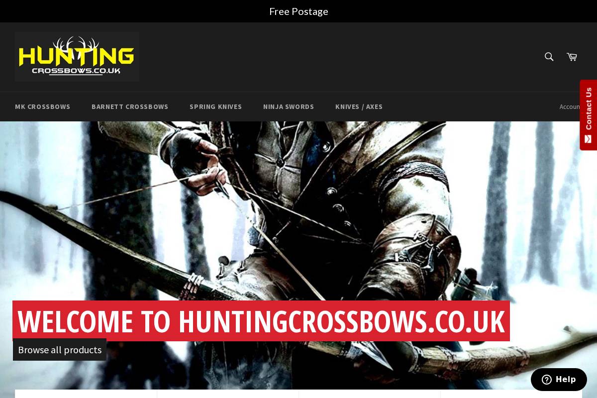 Huntingcrossbows homepage screenshot