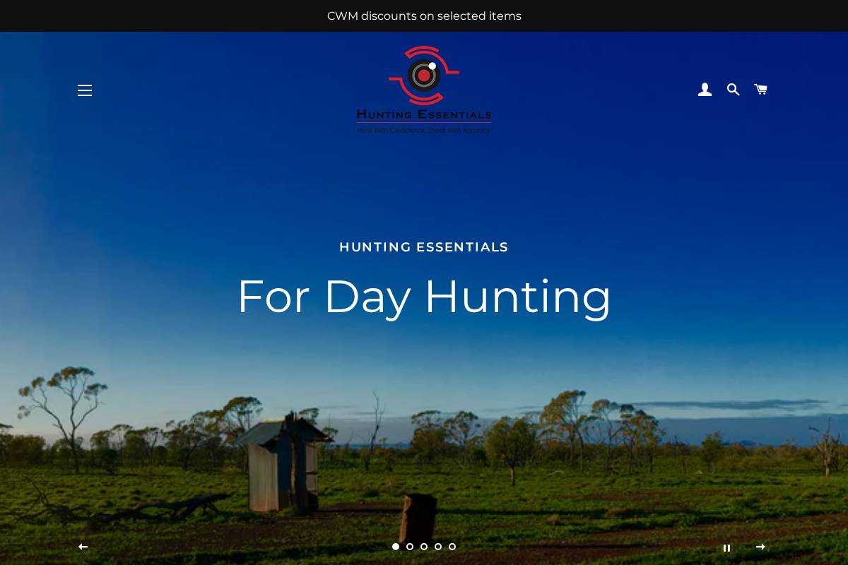huntingessentials.com.au homepage screenshot