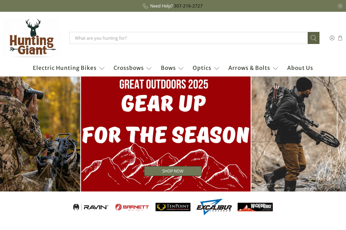 Hunting Giant homepage screenshot