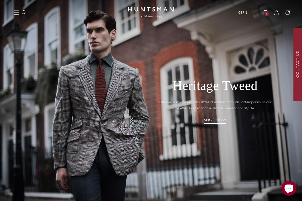 Huntsman, Savile Row homepage screenshot