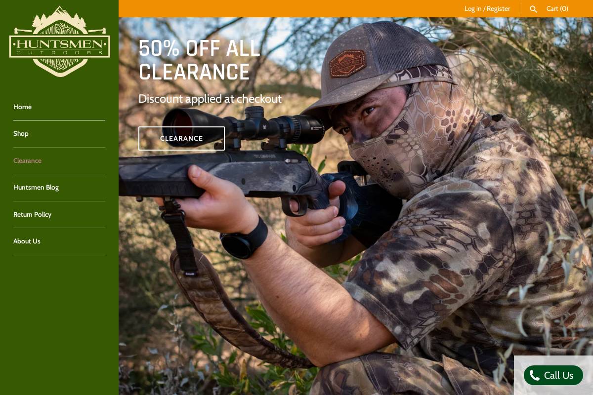 huntsmengear.com homepage screenshot