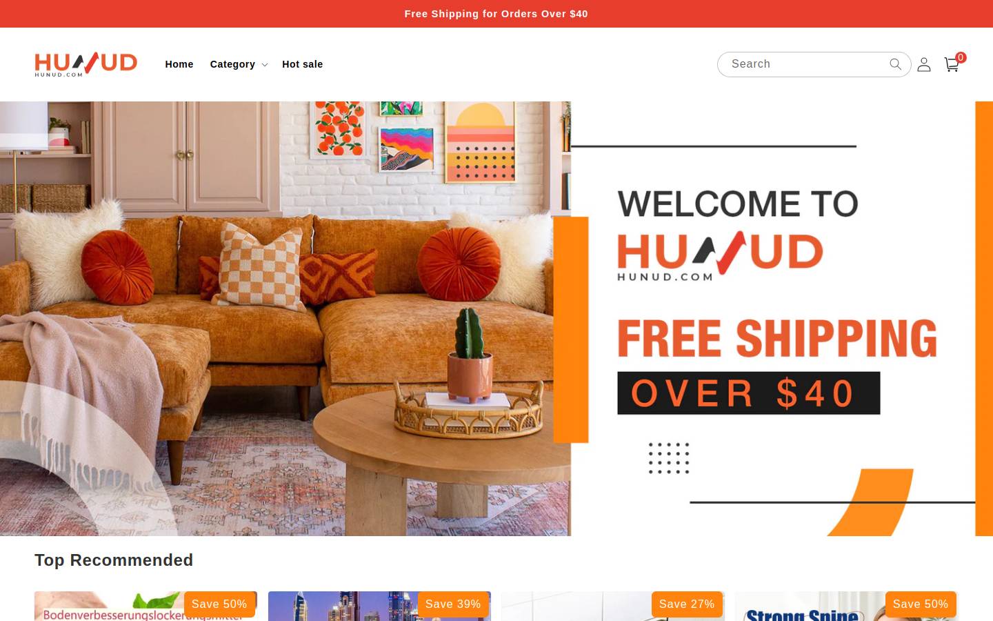 Hunud homepage screenshot