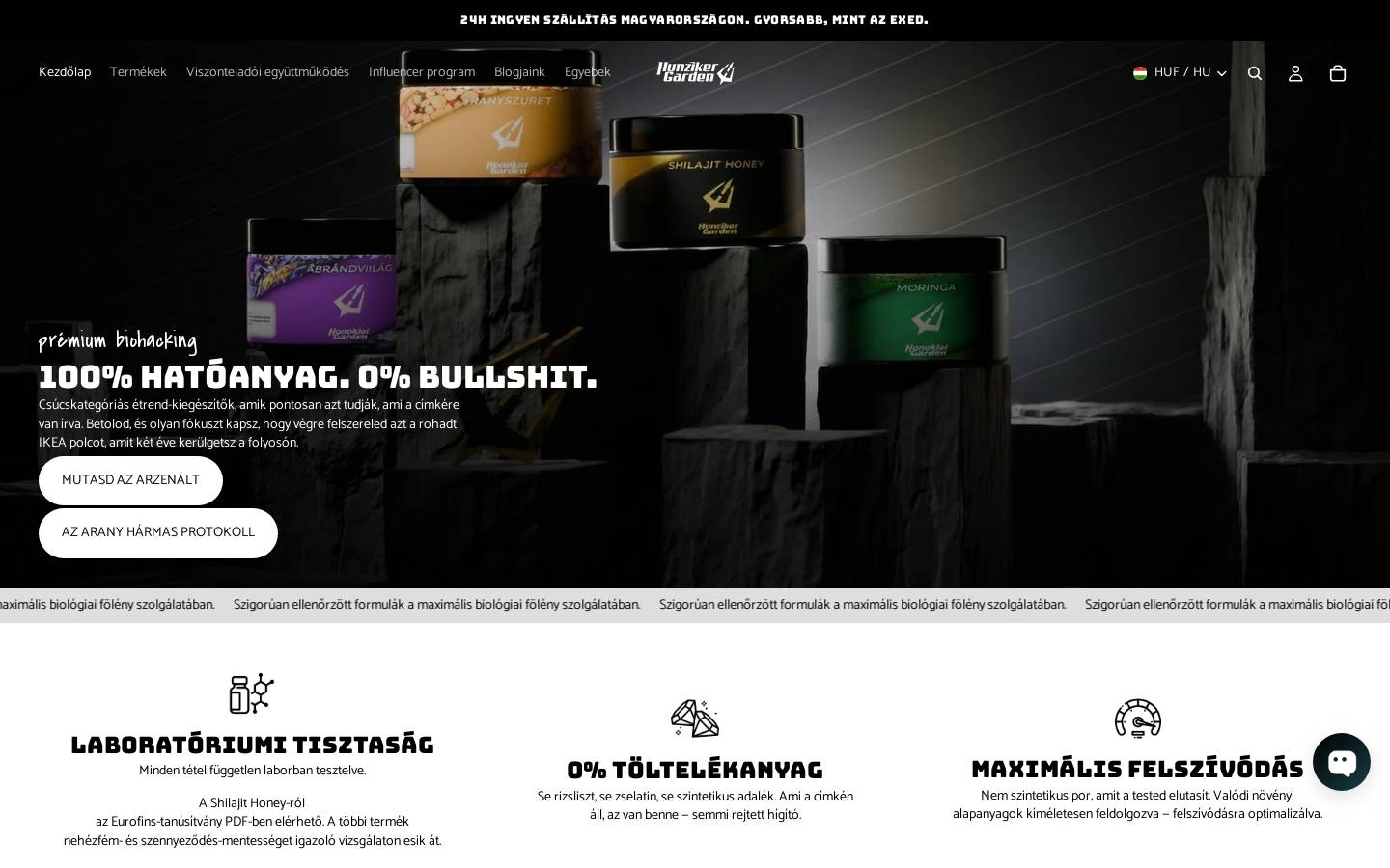 hunzikergarden.com homepage screenshot