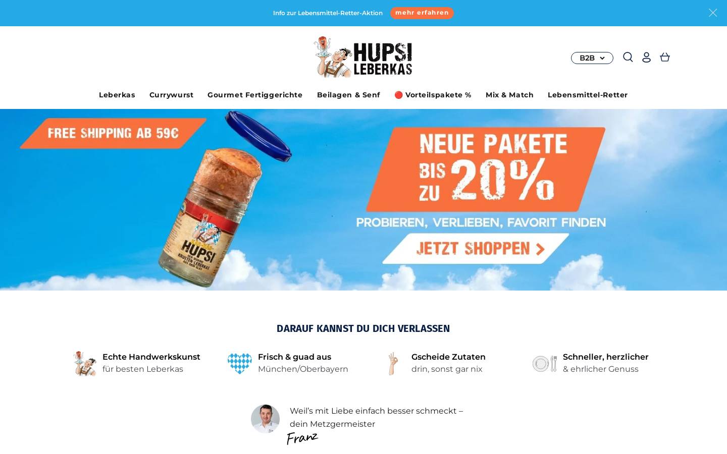 hupsi-leberkas.de homepage screenshot