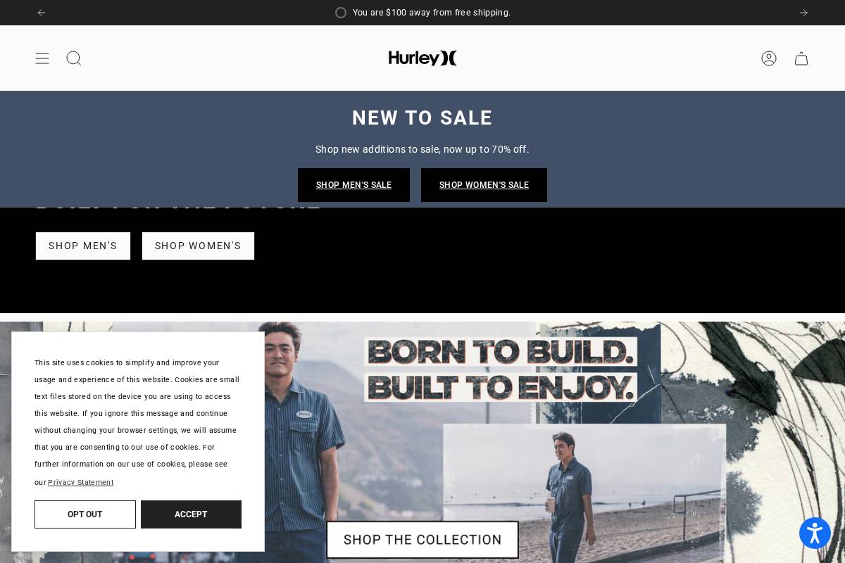 Hurley homepage screenshot