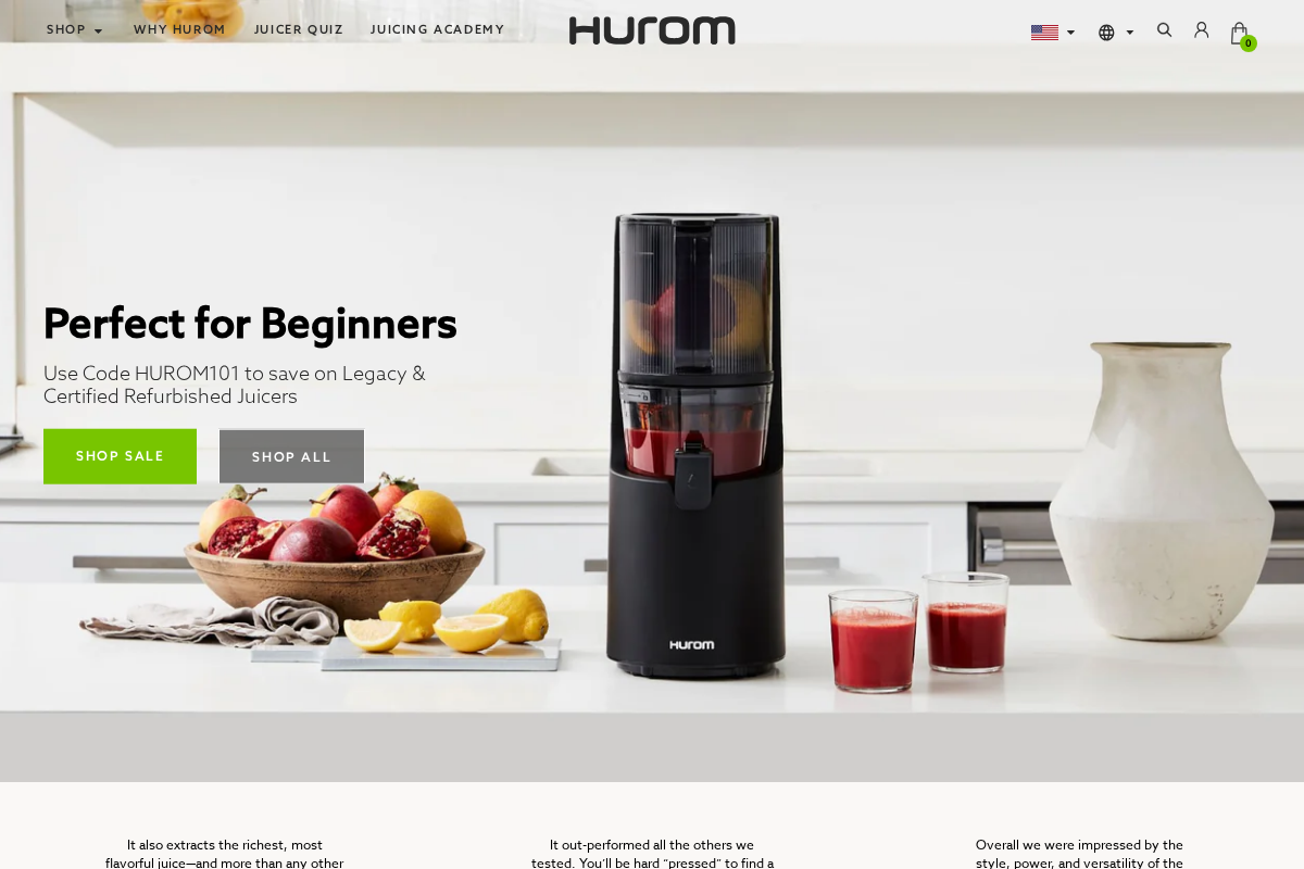 Hurom homepage screenshot
