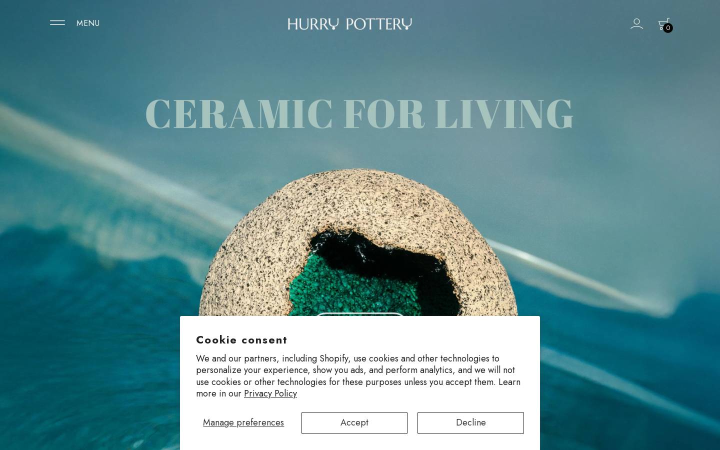 hurrypottery.com homepage screenshot
