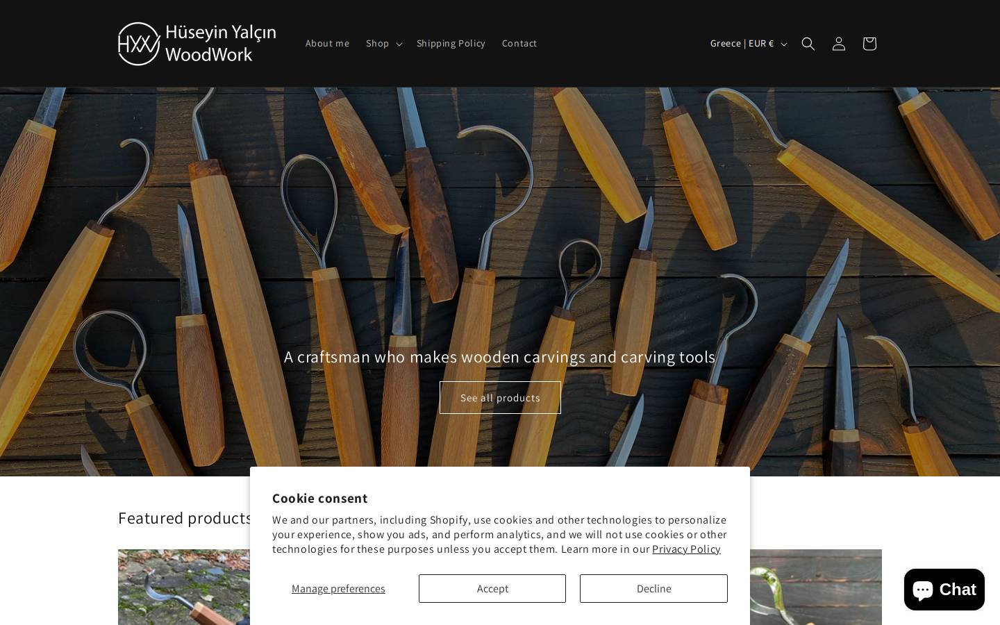 huseyinyalcinwoodwork.com homepage screenshot