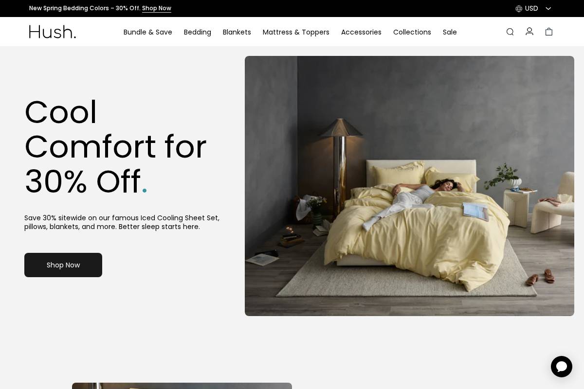 hushblankets.com homepage screenshot