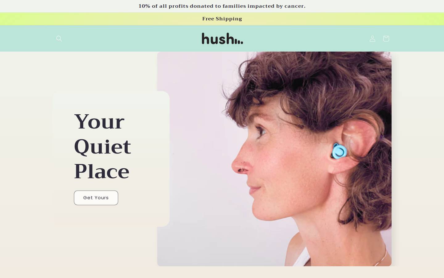 hushearplugs.com homepage screenshot