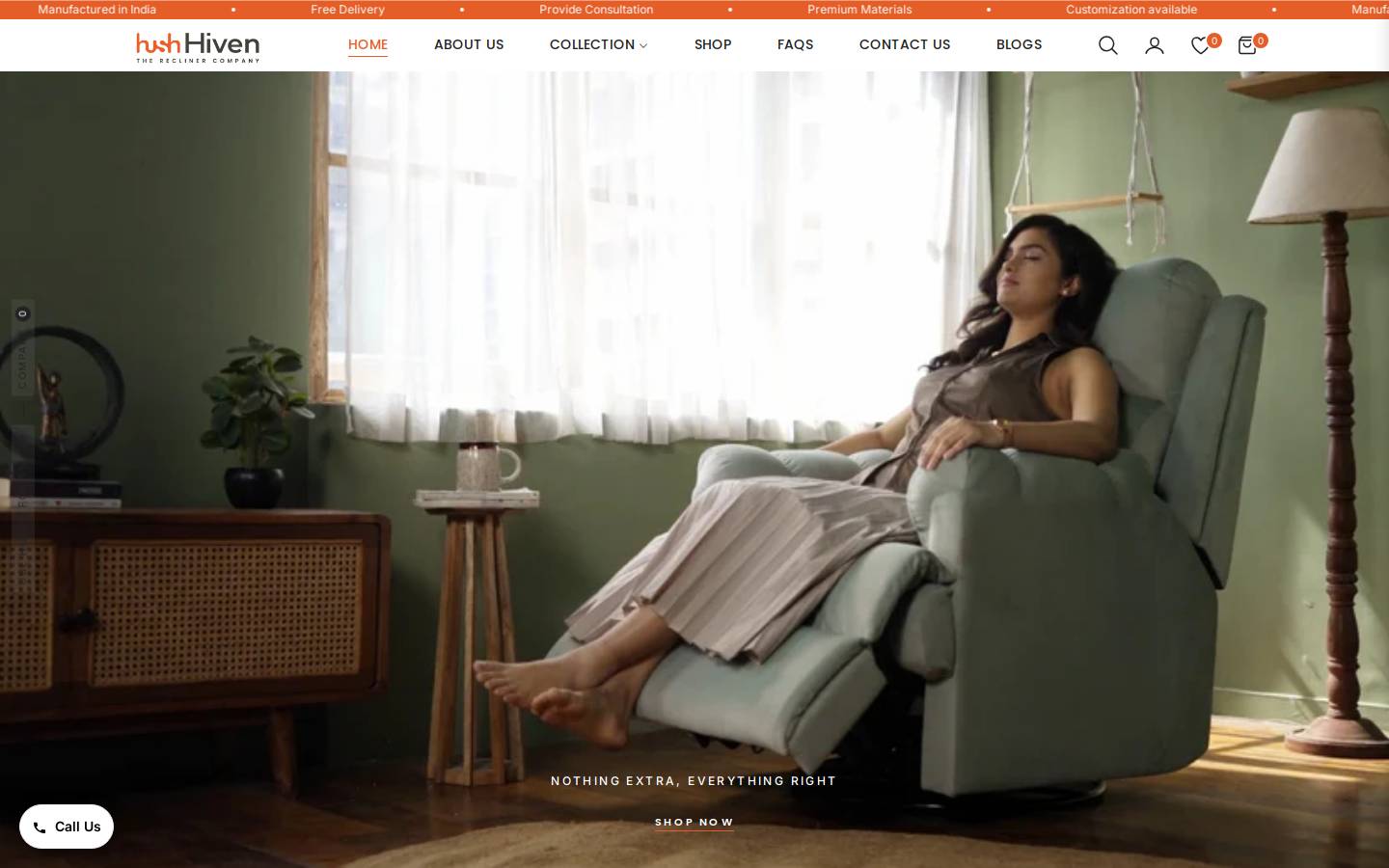 Hushhiven homepage screenshot