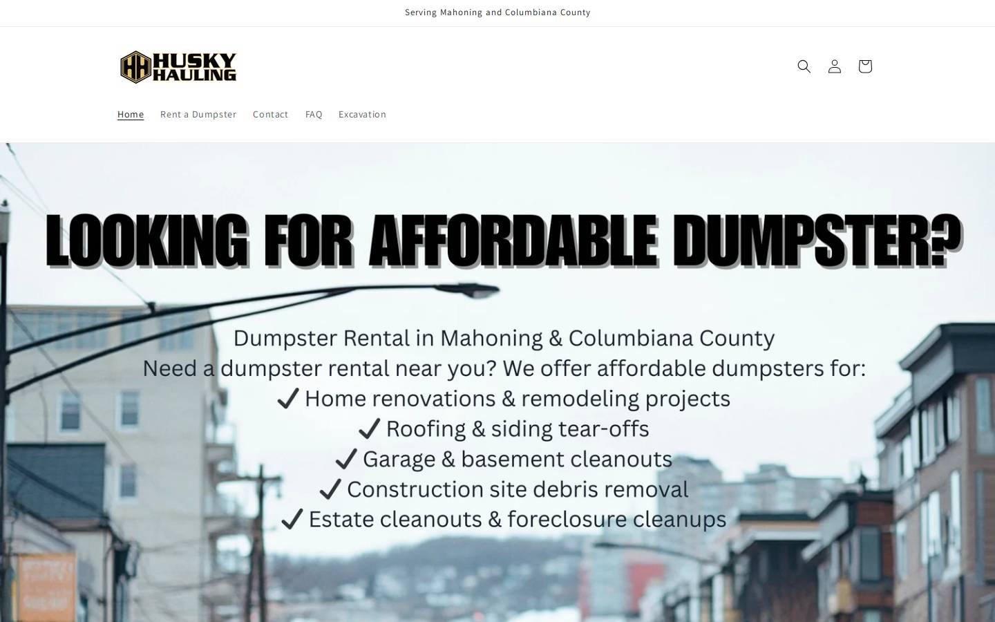 huskyhaulingllc.com homepage screenshot
