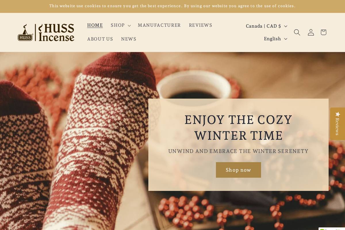 hussincense.com homepage screenshot