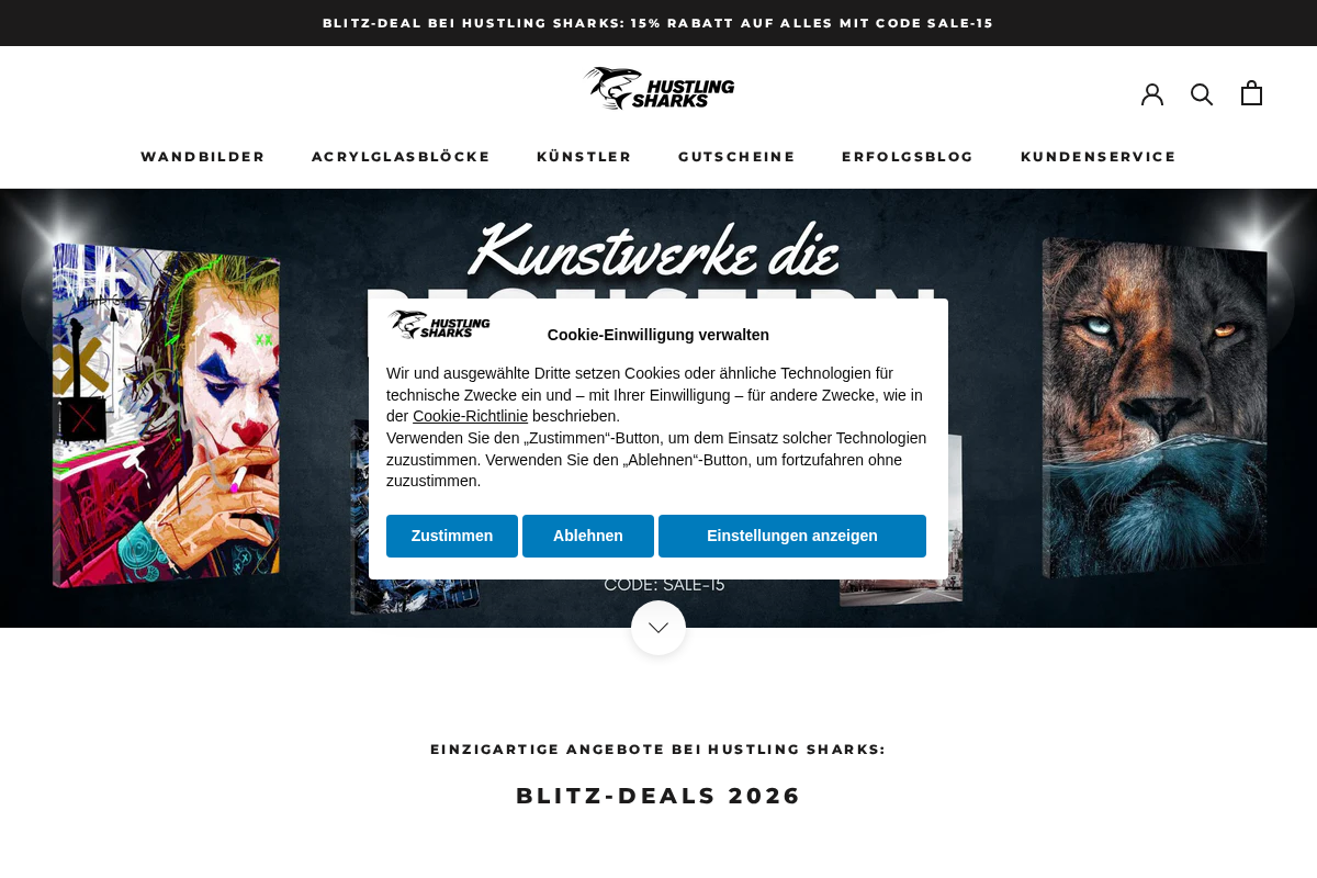 Hustling Sharks homepage screenshot