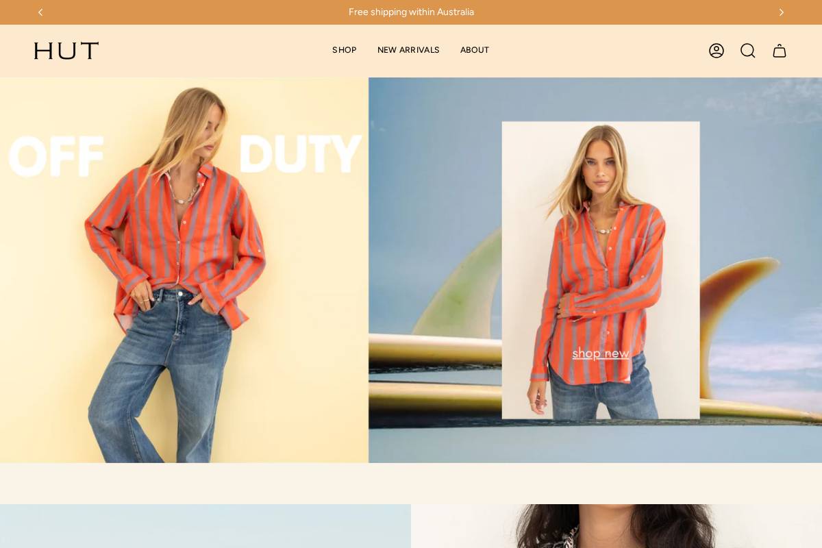 hutclothing.com homepage screenshot