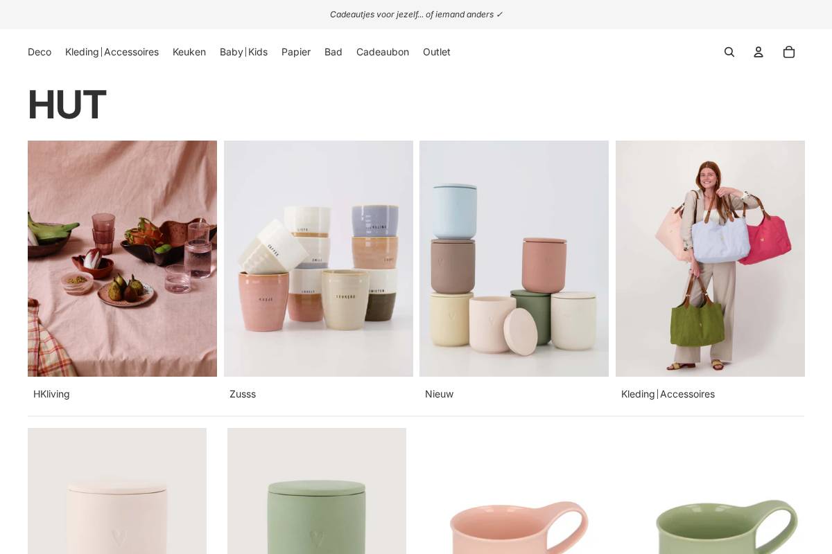 Hutshop homepage screenshot