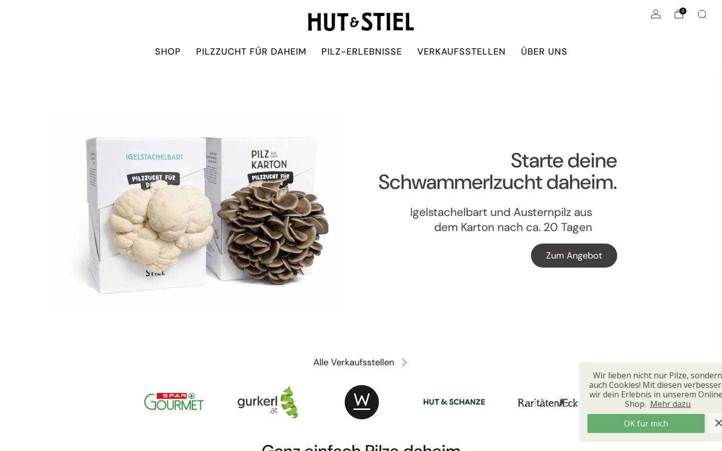 Hut & Stiel homepage screenshot