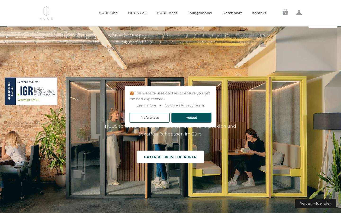 huus.io homepage screenshot