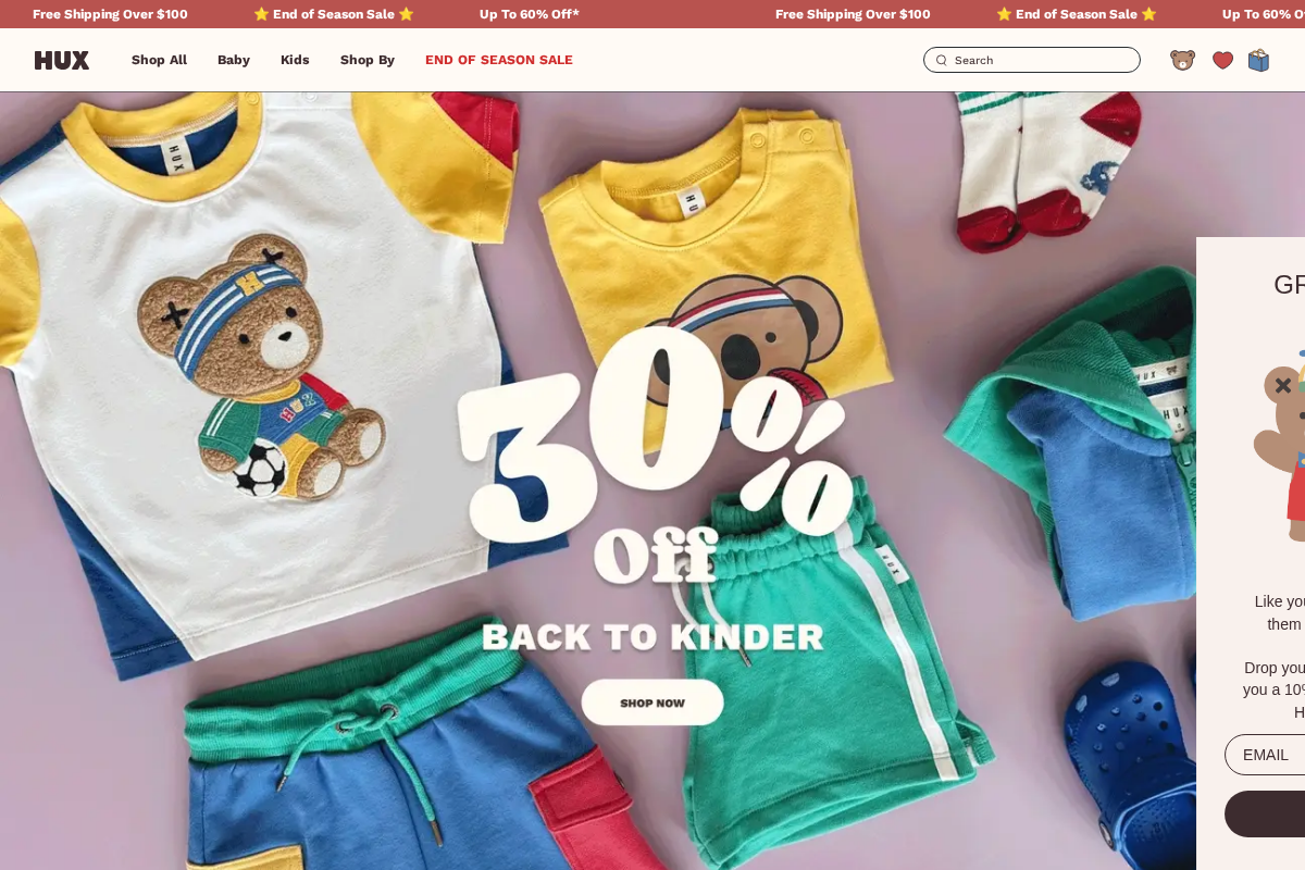 Huxbaby homepage screenshot