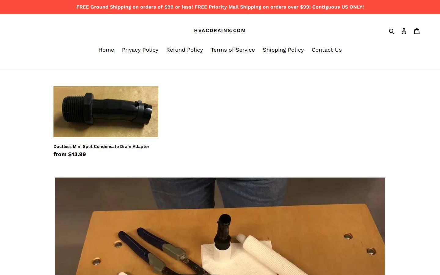 hvacdrains.com homepage screenshot