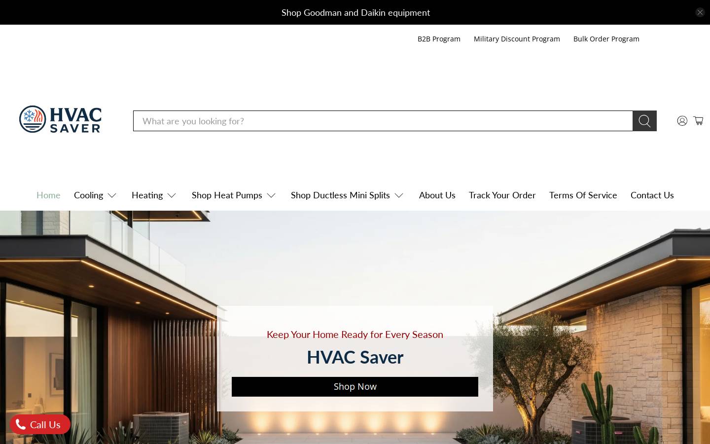 Hvacsaver homepage screenshot