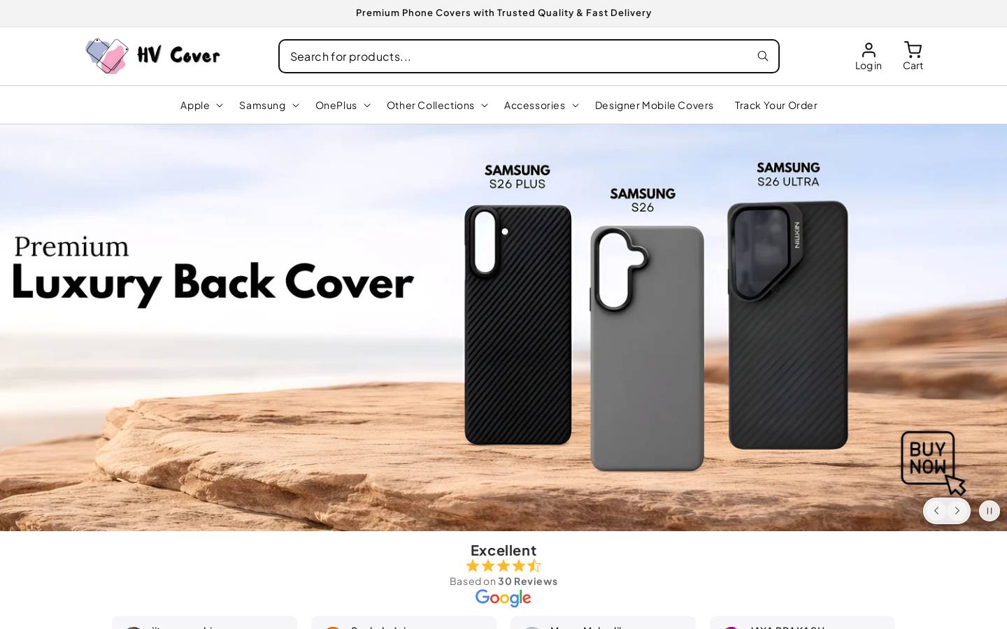 hvcover.com homepage screenshot