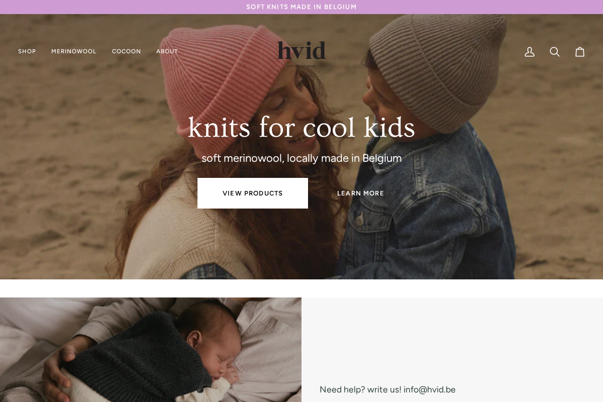 Hvid homepage screenshot