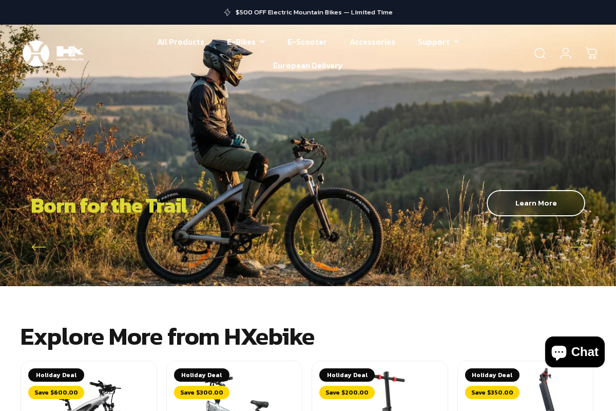 Hxebike homepage screenshot