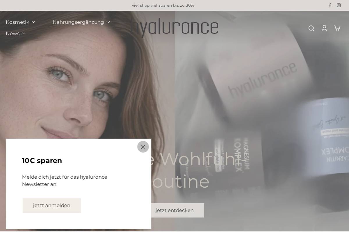 hyaluronce.de homepage screenshot