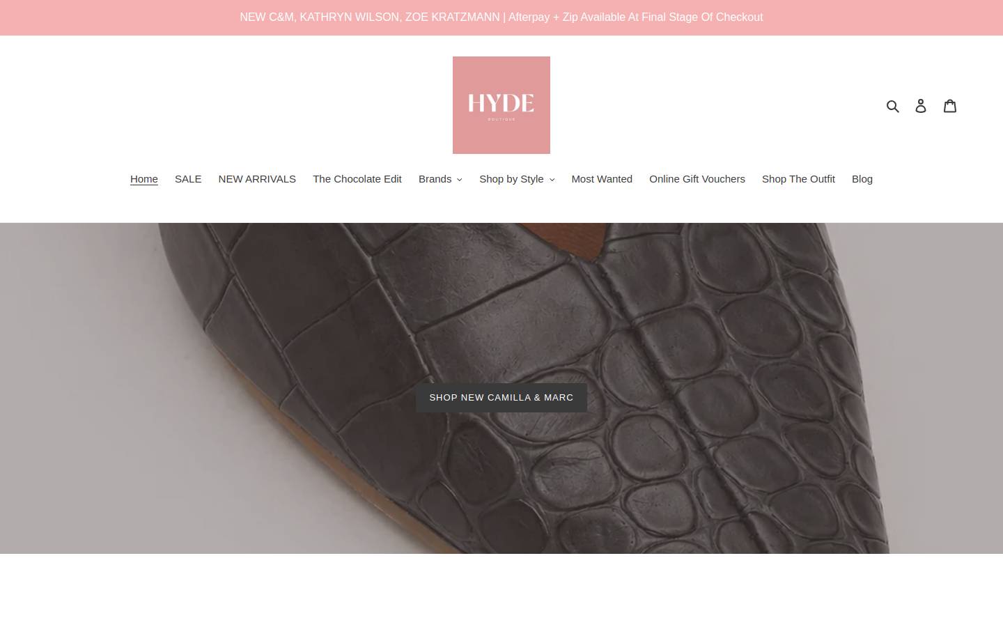 hydeboutique.co.nz homepage screenshot