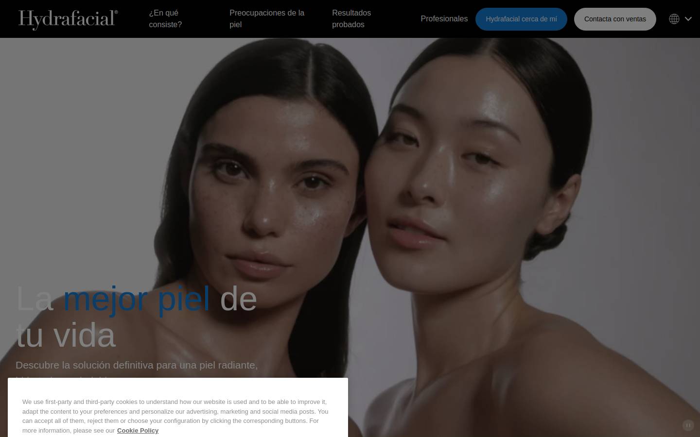 Hydrafacial homepage screenshot
