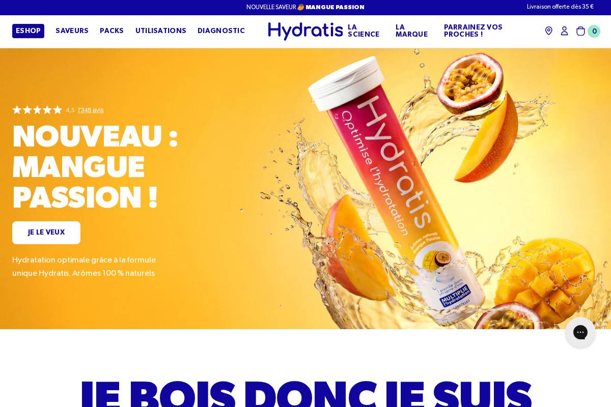 Hydratis homepage screenshot