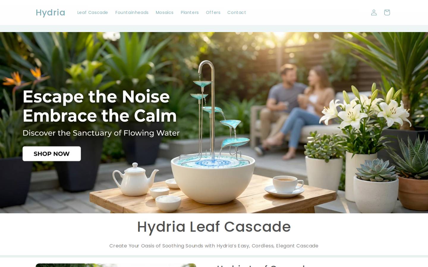Hydria homepage screenshot