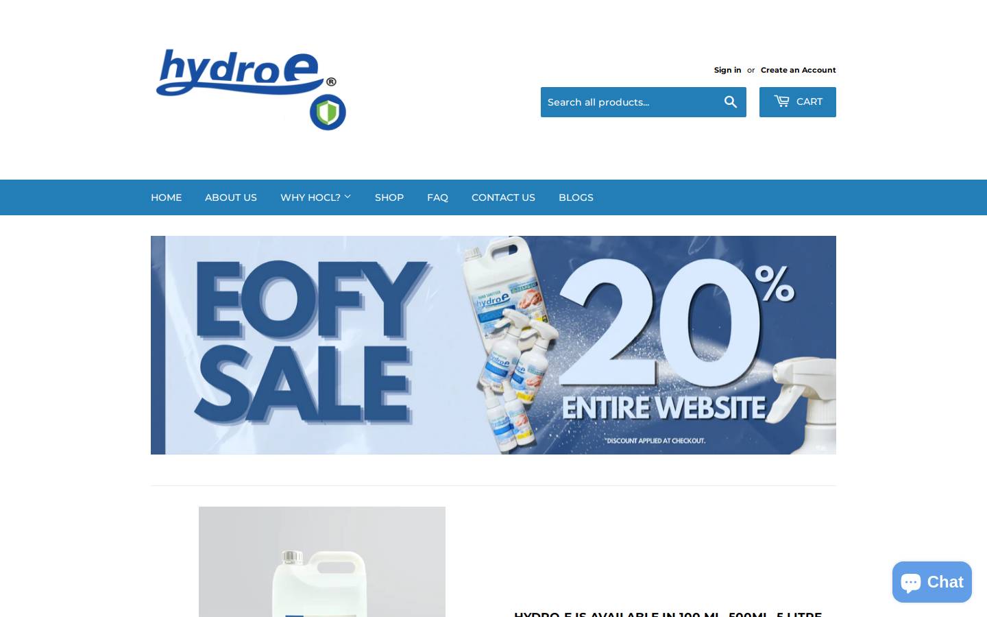 hydro-e.com.au homepage screenshot