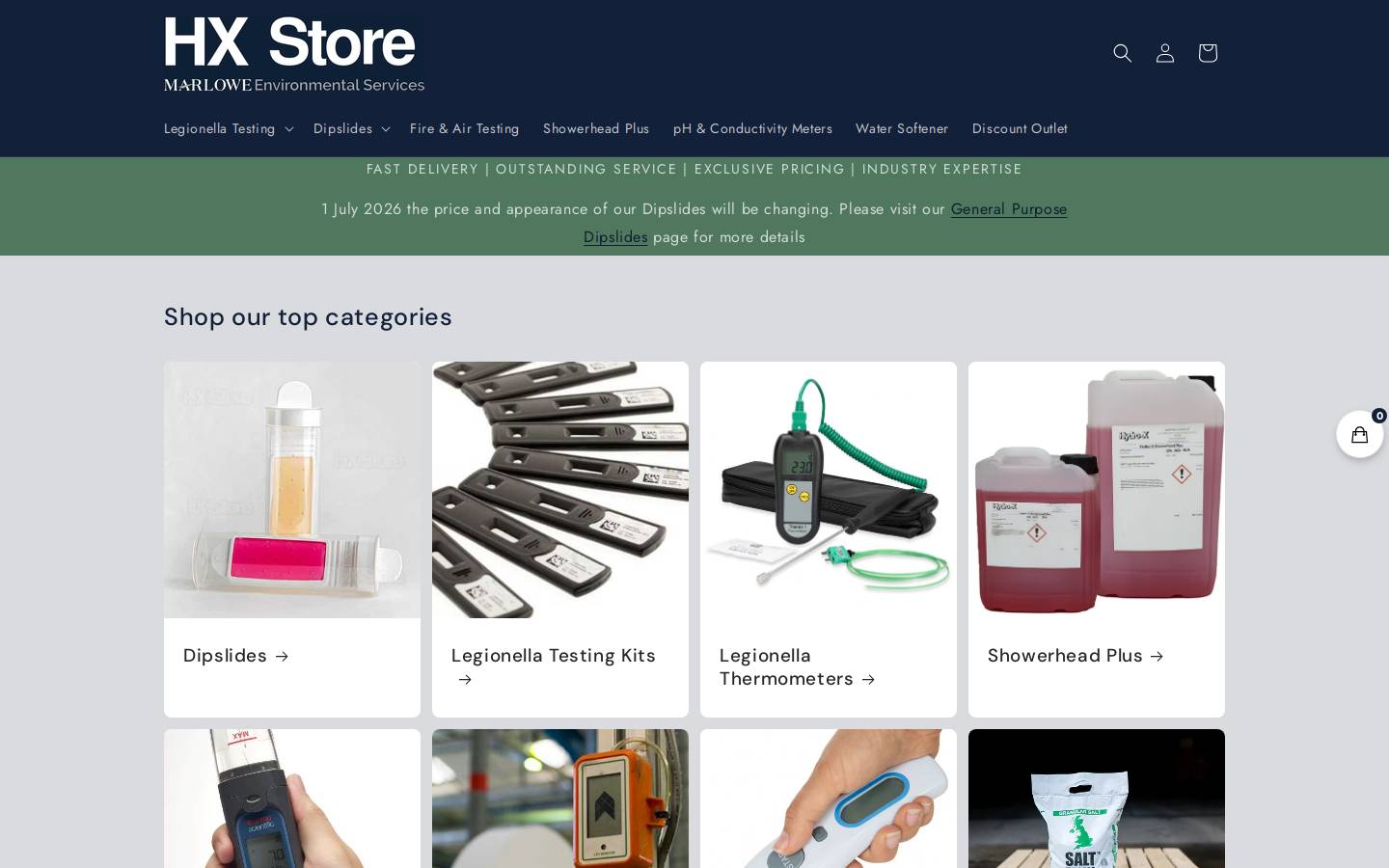 Hydro X-store homepage screenshot