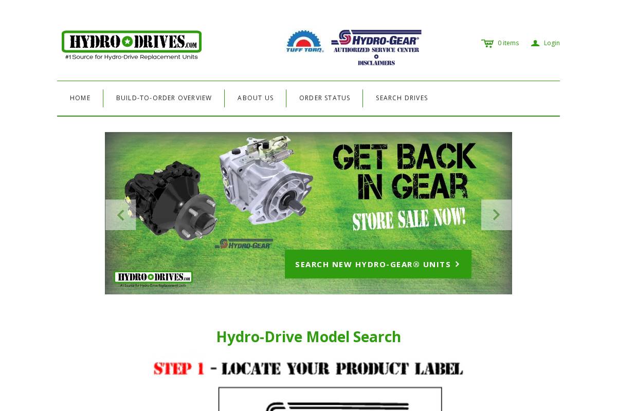 hydrodrives.com homepage screenshot