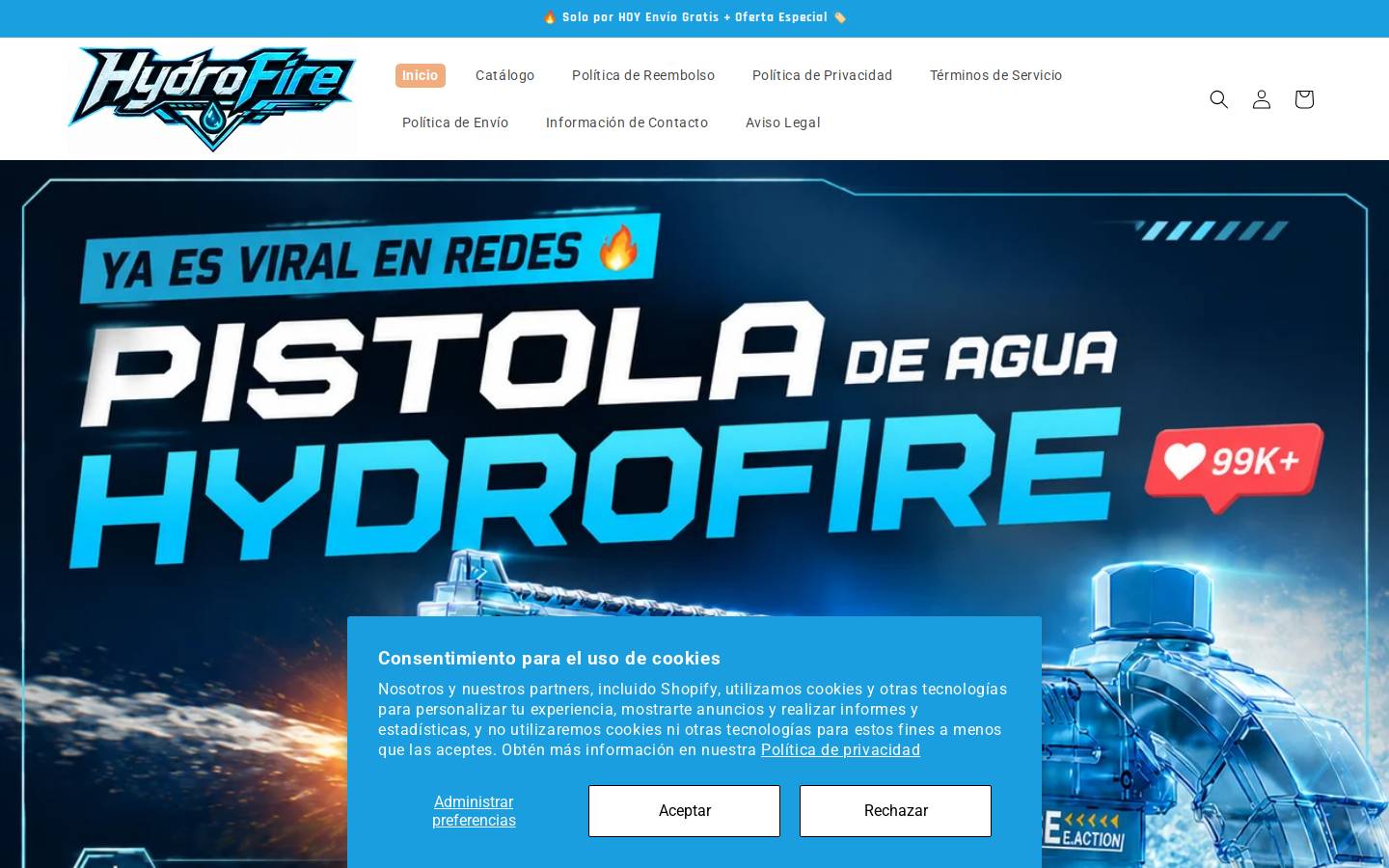 hydrofire.store homepage screenshot