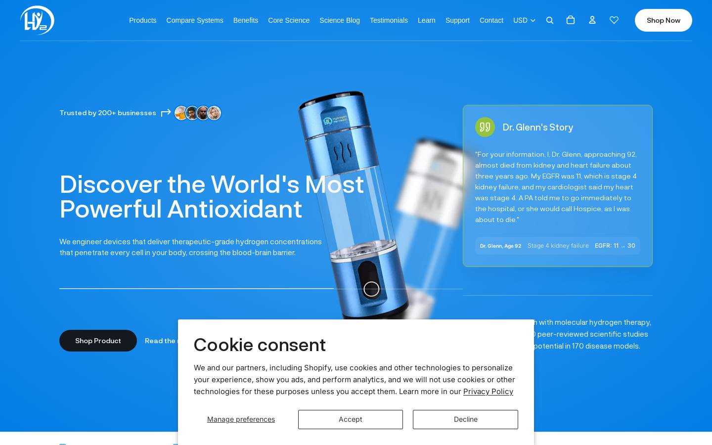 hydrogen4health.com homepage screenshot