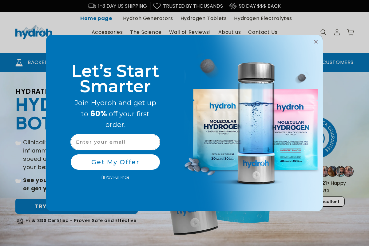 Hydrohbottle homepage screenshot