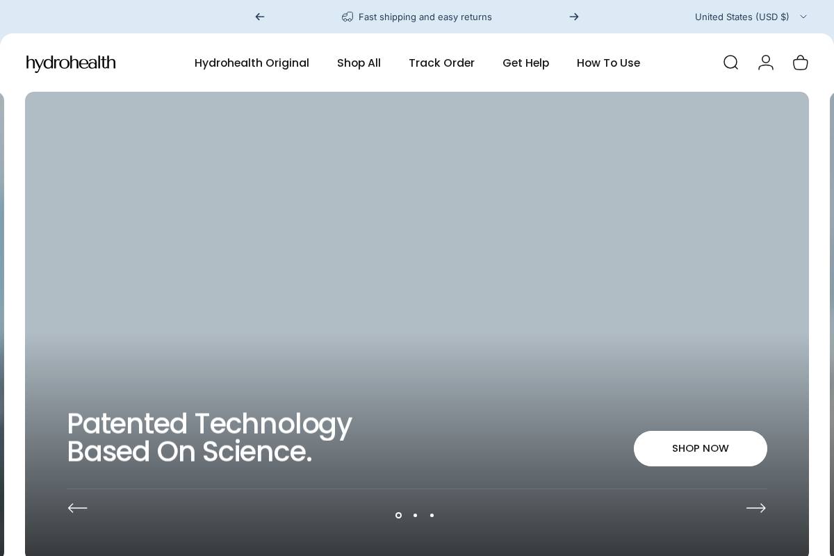 Hydrohealth homepage screenshot