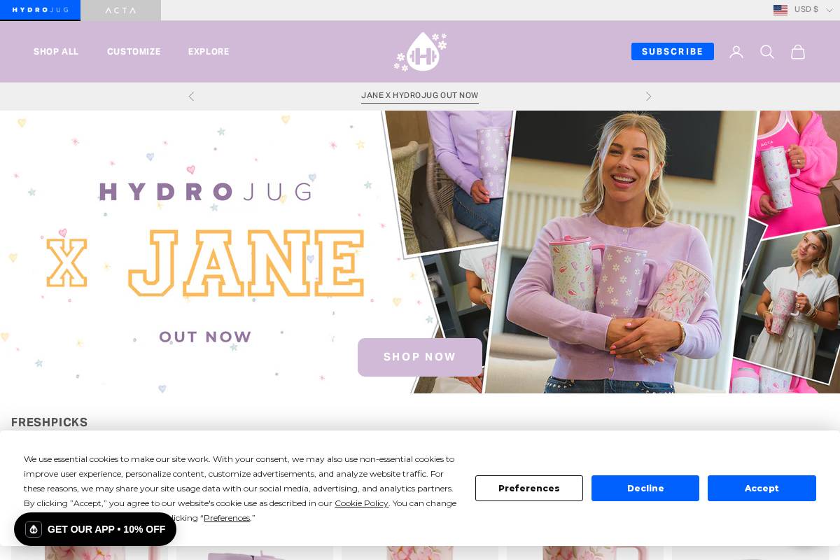 hydrojug.com homepage screenshot