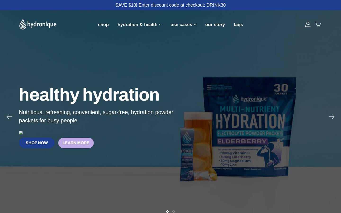hydroniquehydration.com homepage screenshot